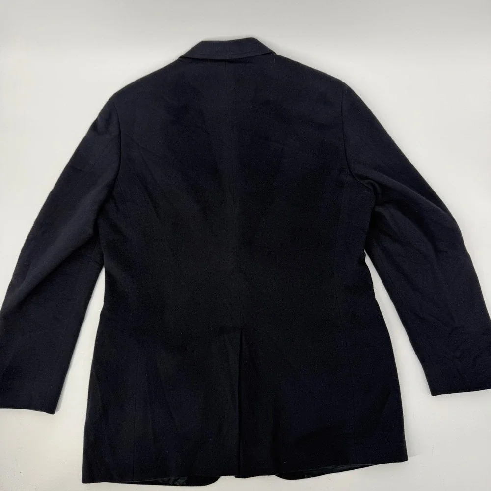 VTG 100% Cashmere Navy Blue Blazer USA Made Classic Tailored Sport Coat 44R‎